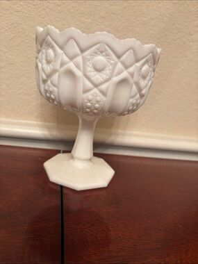 Vintage White Milk Glass Compote Dish